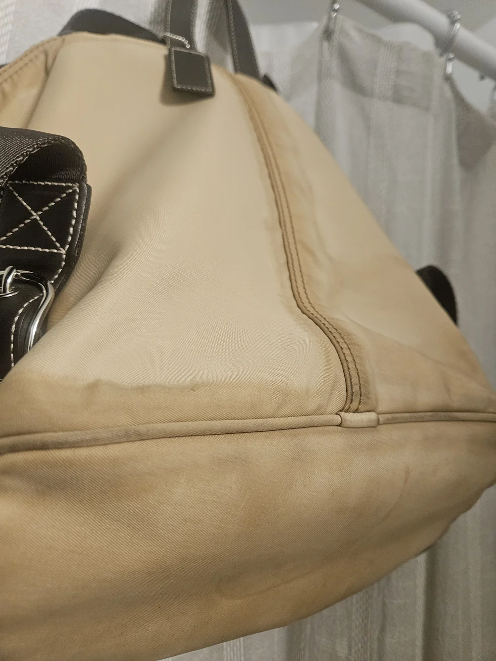 Coach Tan Backpack with Dark Brown Trim